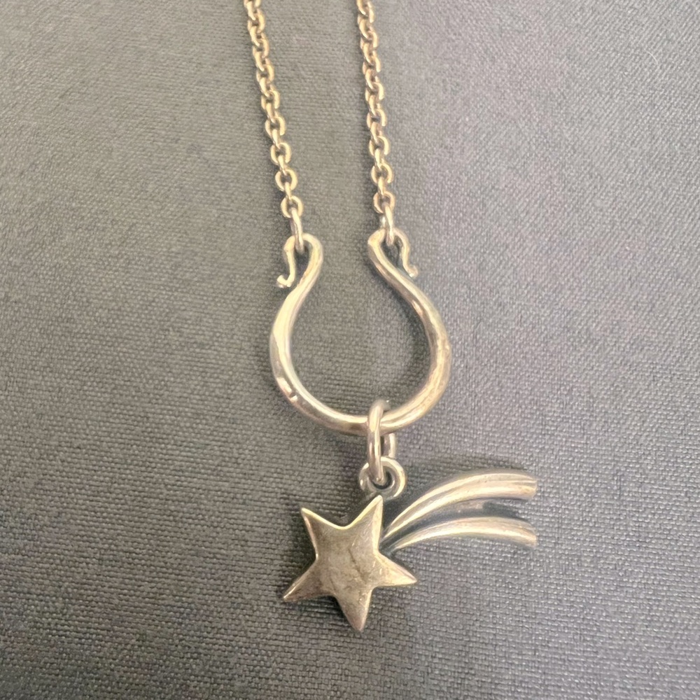 James Avery 925 SHOOTING STAR Pendant on JA Charm Holder Necklace Chain Retired